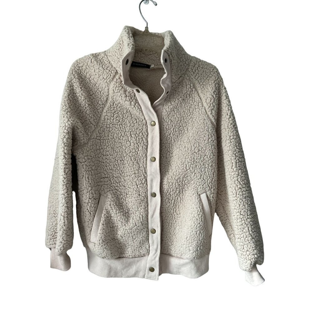 Merokeety Fuzzy Fleece Cardigan Cream Color Size Small